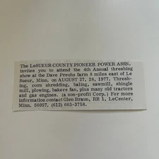 The LeSueur County Pioneer Power Assn. Glen Braun LeCenter MN 1977 Ad SAH2-M2