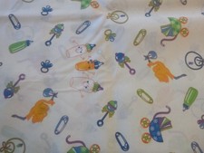Stork and Baby Items on Cream Colored Cotton Fabric 44" Wide x 36 " long 