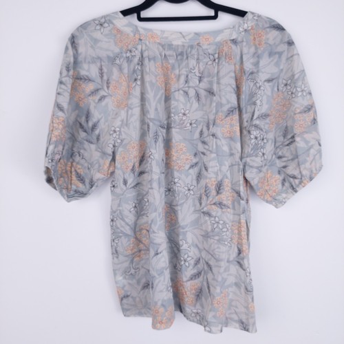 Next Morris & Co Talla 14 Gris Manga Corta Top Blusa Botón Frontal Floral - Imagen 11 de 13