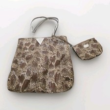 SORIAL New York Python Snake Tote Shoulder Bag w/ Double Handles  Bag Tag Vegan