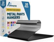 Lifemaster Metal Pants Hanger Set 20 Piece Non Slip Space Saving Black