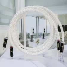 Pair 6AG OCC Copper HiFi Audio Cable Silvered RCA Plug Signal Interconnect Wire 