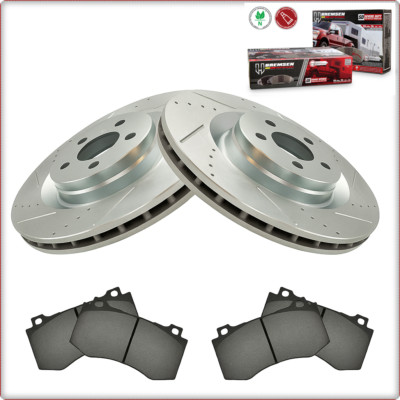 2x GEBOHRT BREMSSCHEIBEN BREMSKLÖTZE VORNE FÜR DODGE CHALLENGER CHARGER SRT