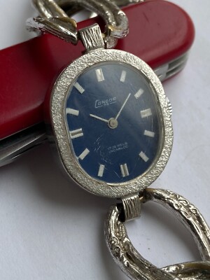 VINTAGE WOMEN'S WATCH CONDOR 75 SWISS 17 RUBIS BLUE DIAL CAL FHF 69-21 SALE 17 J
