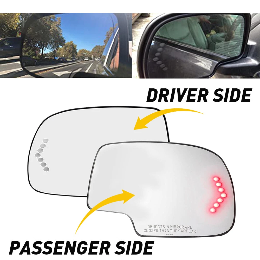Pair Side Mirror Glass Heated w/ Turn Signal Left & Right for Chevy GMC Cadillac