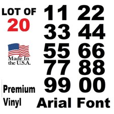 Lot of 20 1" Vinyl Street Address Mailbox Unit Number Decal Stickers ARIAL Black