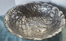 Holland Boone Polished Pewter Bowl with inside Cornucopia etching