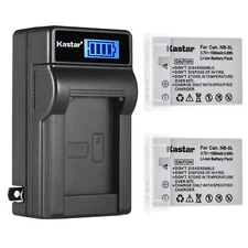 Kastar 2Pcs Camera Battery + Charger for Genuine OEM Canon Original NB-5L NB-5LH