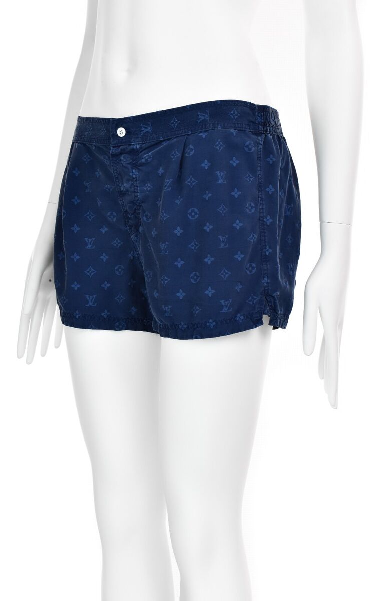 LOUIS VUITTON Vintage Women's 100% Silk Shorts LV Monogram LOUIS VUITTON Vintage Women's 100% Silk Shorts LV Monogram