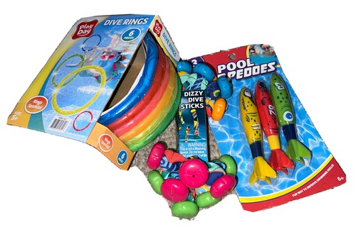 17 Pool Swim Dive Toys Torpedoes Fish Glide Under Water Mini Toypedo Rings Stick
