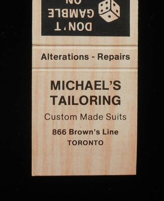 1970s? Michael's Tailoring Custom Suits 866 Brown's Line Toronto