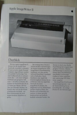 Apple Werbeprospekt: ''Apple Image Writer II'' 4-seitiges Prospekt aus den 90ern