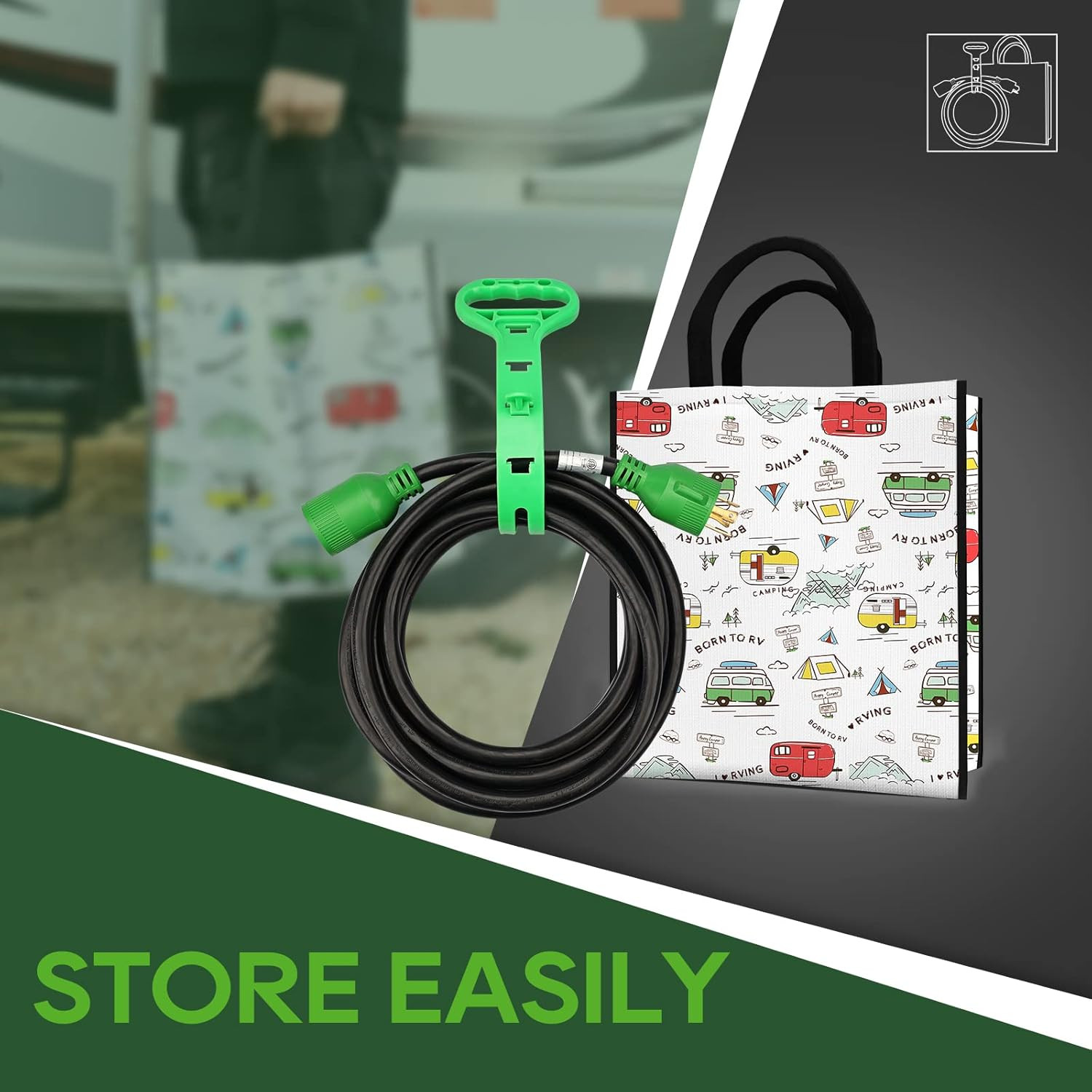 RVGUARD 4 Prong 30 Amp 10 Foot Generator Extension Cord, NEMA L14-30P/L14-30R, 1