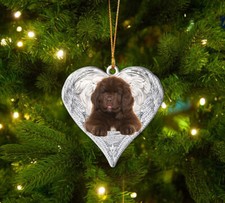 Brown Newfoundland dog in Angel Wings Christmas ornament, dog car Ornament Gift