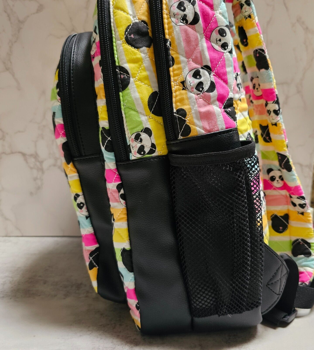 Luv Betsey Johnson Panda Rainbow EDM Quilted Backpack School  display picture 2