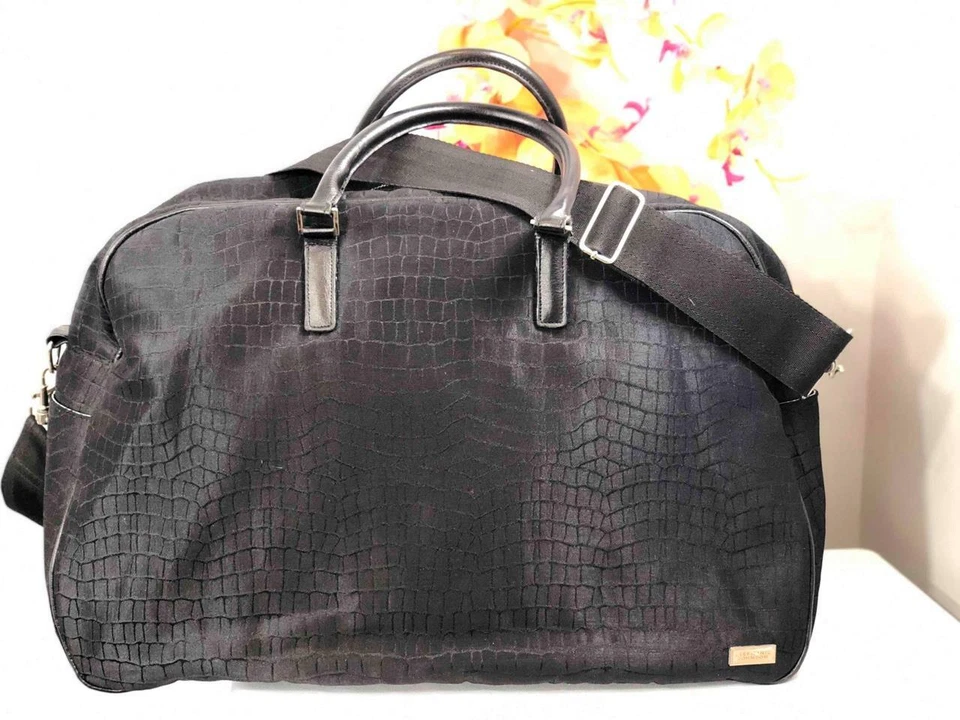 Bolsa de viagem STEPHANIE JOHNSON preta lona PVC forro proteção fim de semana - Imagem 2 de 4