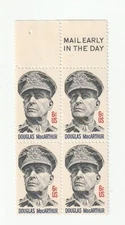Scott # 1424  US  Douglas MacArthur  Mail Early  Block  M/NH O/G  Free Ship