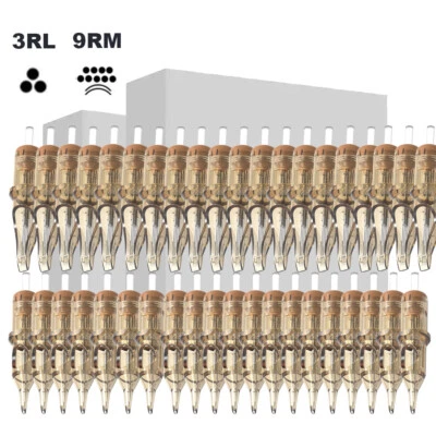 CHUSE Aghi per tatuaggio 3RL 9RM modulo set 40 pezzi ago cartuccia ago fodera rotonda 0,35 mm