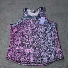 NEW $58 Janji Helio Tech Tank Top Batik Purple Polyester Womens L Large