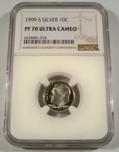 1999-S 10c SILVER NGC PF70UCAM PROOF ROOSEVELT DIME ULTRA CAMEO PR 70