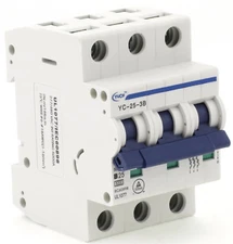 YuCo YC-25-3B 25A 3P B CURVE 480V DIN RAIL MOUNT UL1077 CIRCUIT BREAKER
