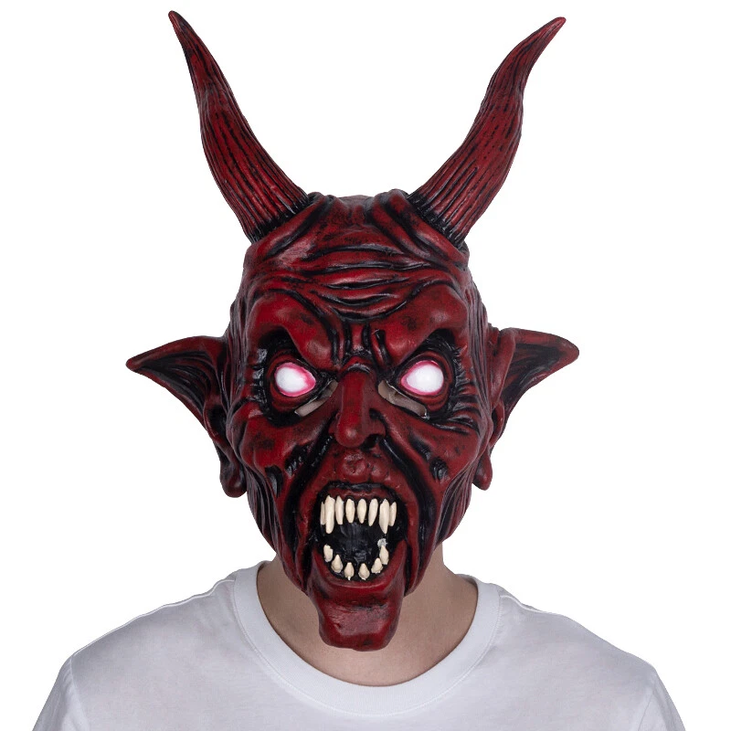 Scary Halloween Devil Mask Demon Prop Satan Diablo Halloween Party Mask - Image 2 of 4