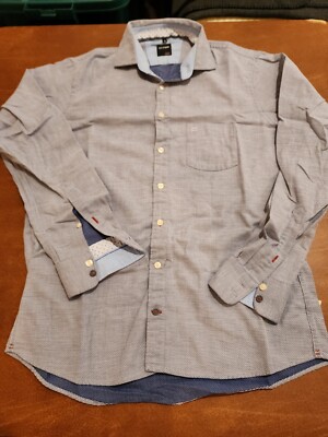 OLYMP Casual Men's MEDIUM L/S Blue Pattern Casual Button Down Shirt EUC. GB8