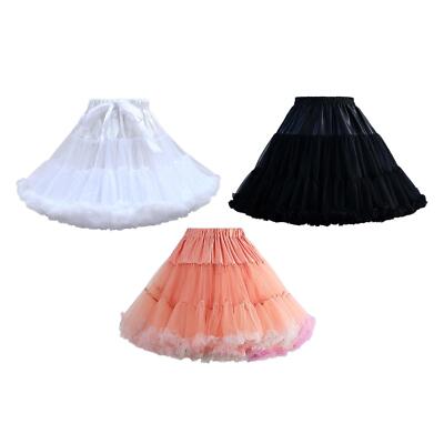 Womens Tulle Petticoat Knee Length Skirt Puffy Tutu Skirt Elastic Waistband  UK