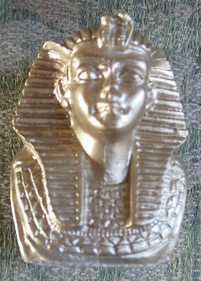 ÄGYPTISCHER PHARAONENKOPF / BÜSTE AUS HARZ ~ 3'' x 2'' ~ (SILBERFARBEN) PYRAMIDE ~