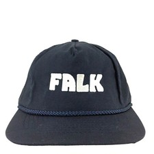 Vtg 80s Falk Cap Spell Out Script Logo Rope USA Snap Back Trucker Baseball Hat