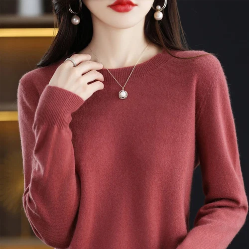Women Knitted Sweaters Fashion V-Neck Top Sweater Autumn Warm Pullover Soft - Imagen 2 de 46