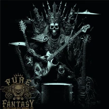 Heavy Metal Throne Skull Rock Music Guitar Mens T-Shirt 100% Cotton