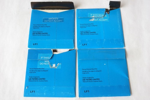 4 x Lee CC025, CC05M, CC10M,0.3ND Wratten Gelatin Filter 75mm x 75mm Barely Used - Picture 2 of 2