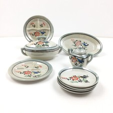 Vintage Doll Dishes Set Children Japan Lustre Luster Bird Flowers Covered Tureen