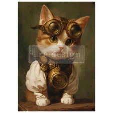 Clockwork Kitty | A1 Fiber Decoupage Steampunk | Redesign with Prima