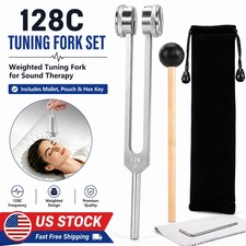 128Hz Healing Tuning Fork with Silicone Hammer Sound Therapy Musical Instrument