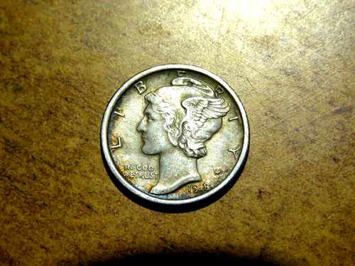 High Grade AU+ Better Date Problem FREE 1918-P Mercury Silver Dime DF3