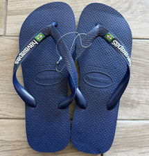 Havaianas Brazil Logo Blue Flag Sandals Flip Flop Thong Unisex Size 9/10W 8 M