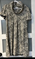 Calvin Klein Black & White Snake-Print Cowl Neck Mini Dress Size 14