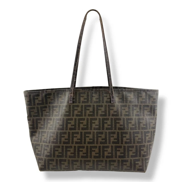 Fendi Roll Bag Brown Leather Tote Handbag