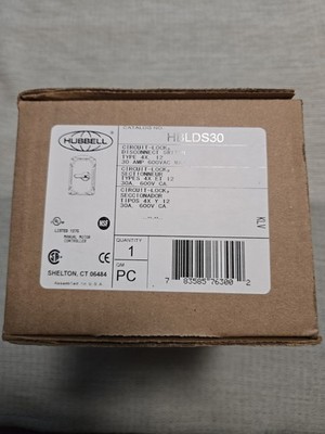 Hubbell, HBLDS30, Circuit-Lock Disconnect Switch, 30A, 600VAC, 3P