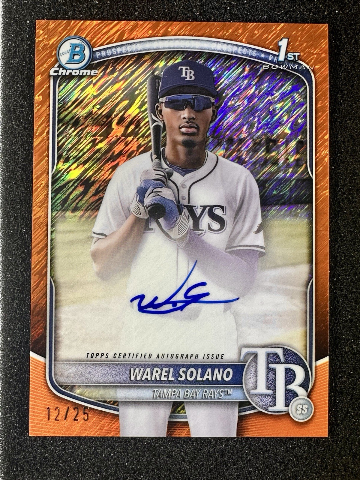 2025 Bowman Chrome 1st WAREL SOLANO Orange Shimmer Refractor Auto #12/25 CPA-WS