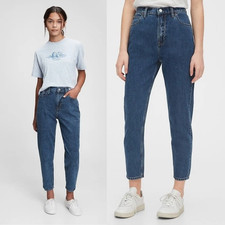 Gap High Rise Mom Jeans Womens Sz 28 Tapered Ankle 100 Cotton Denim Retro 90s