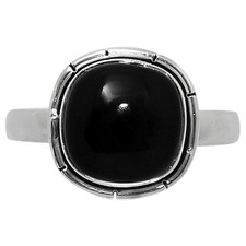 Natural Black Onyx - Brazil 925 Sterling Silver Ring s.7 Jewelry R-1011