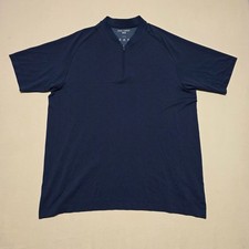 Roger Federer Uniqlo Men Large Navy Dry-Ex 1/4 Zip Tennis Polo Shirt Stretch