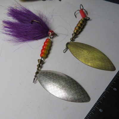 FISHING LURE MEPPS  #5 GIANT KILLER WITH PURPLE HAIR TAIL AND COPPER COLOR BONUS