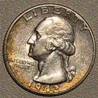 *HIGH GRADE* 1942-P Washington 90% Silver Quarter Philadelphia *ALBUM TONING*