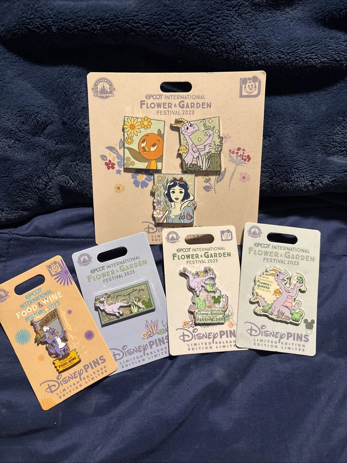 Disney Pin WDW Epcot Flower and Garden 2022 Figment Pin Set