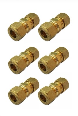 10 mm GERADE KOMPRESSIONSGLEICHVERSCHRAUBUNGEN 6 x GASROHRVERBINDER KUPFERROHR