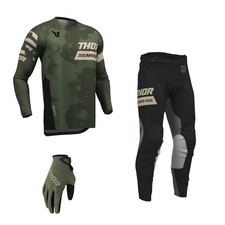 Thor MX Combo Hose Shirt Launchmode Bleach camo schwarz Motocross Set Hands